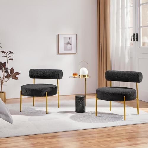 Topeakmart Modern Vanity Chairs Set of 2, Armless Accent Chairs, Black