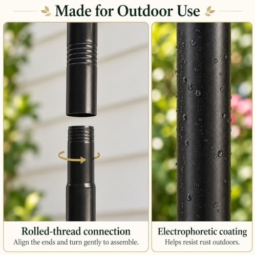 Ottsuls Shepherds Hooks for Outdoor - 60" Heavy Duty Bird Feeder Pole with 5 Prong Base, Adjustable Stand Hanger for Garden Plant, Hummingbird Feeder, Lantern Lights - Haning Wedding Decor (1 Pack)
