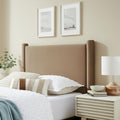 Modway Rael Twin Upholstered Headboard with Pillars in Taupe – Velvet Headboard – Stain-Resistant Performance Velvet Headboard for Twin Beds