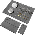 Stone Dish Drying Mat for Kitchen Counter-Dark Gray Marble 24"×16" & 8"x4"