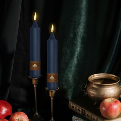 NJAO HOO Candlesticks Short Taper Candles, Unscented Candle Sticks Straight Dinner Candle Set for Home Decor Weddings Halloween Festive Seasons Holiday, Set of 4,Indigo 7 Inch