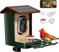Smart Bird Feeder with Camera Solar Powered 2K HD Video, 10,000+ Species AI Recognition, Real-Time App Alerts, and Weatherproof Design for Effortless Birdwatching, Gift for Bird Lovers, Brown