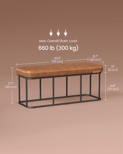 VASAGLE Storage Ottoman Bench for Entryway, PU Leather, Loads 660 lb