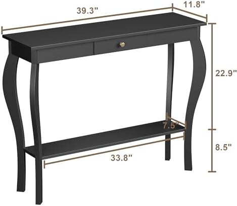ChooChoo 39" Narrow Entryway Table with Drawer, Black
