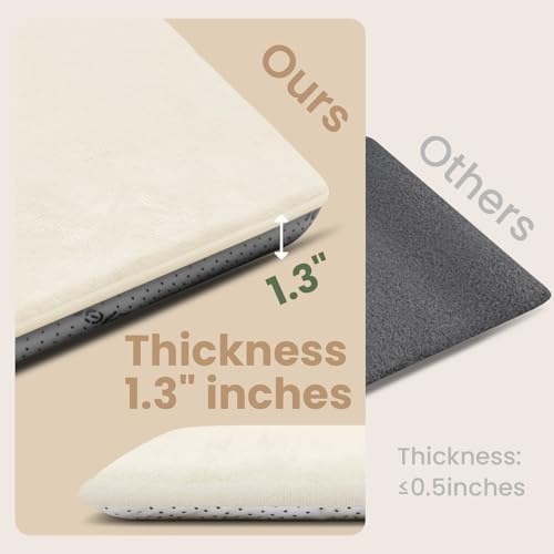 Baby Play Mat for Floor,1.3" Thick Elasti-Foam Large 59"×71" Playpen Mat,Non-Toxic Certified Water-Repellent Coral Velvet, Non-Slip Safe Crawling Mat for Tummy Time, Toddler & Infant(Cream)