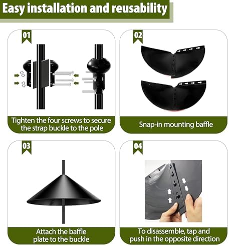 Squirrel Baffle,19-Inch Squirrel Baffle for Bird Feeder Pole,Squirrel-Proofs for Outdoor Shepherd's Hooks，Outside Pole Mount Squirrels Guard(Black 2 Pack