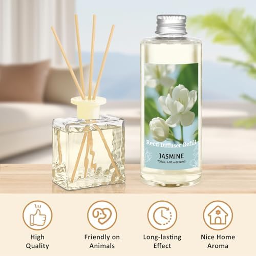 STRN Jasmine Reed Diffuser Oil Refill, Scented Diffuser with Stick 200ML
