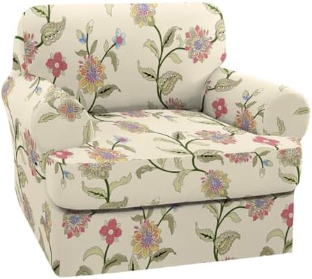 NILUOH 2-Piece T-Cushion Armchair Slipcover, Stretch Chair Cover with Separate Seat Cushion Cover, Soft Washable Furniture Protector for Living Room