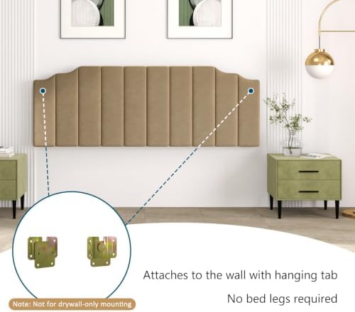 Befurtori King Size Headboard Only, Linen Wall Mount Headboard, Brown