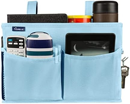 Surblue Bedside Caddy Hanging Organizer Bedside Storage Bag for Bunk and Hospital Beds (Small, Skyblue)