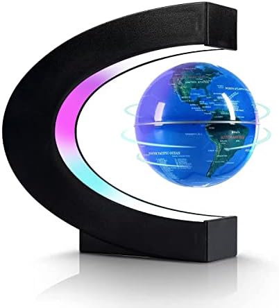 Magnetic Levitation Floating Globe, Levitating C Shape Globe with LED Lights for Education Home Office Desk Bookshelf Decor, Holiday Anniversary Creative Gift(3.3 Inches)