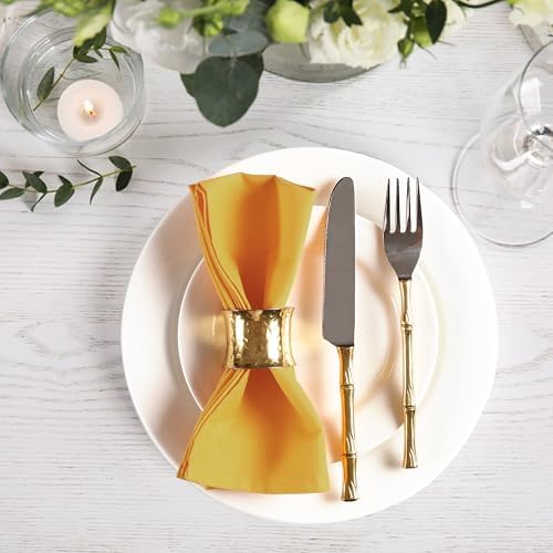 Ramanta Home Set of 12 Polyester Cloth Napkins 18x18 Inches, Mustard
