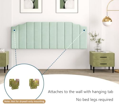 Befurtori King Size Headboard Only, Linen Wall Mount Headboard Sage Green