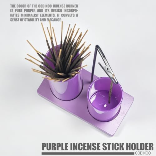 2 in 1 Incense Burner Holder for Sticks,Glass Incense Holder with Storage,Upside Down Incense Holder for Sticks with Glass Ash Catcher for Meditation Yoga Spa Room Home Decor[Full Purple]