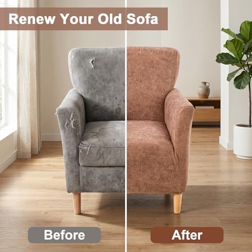 Armchair Covers Stretch Arm Covers Chair Couch Covers, Faux Leather Looking Armchair Slipcover Washable Chair Protector for Living Room (Color D-2)