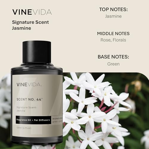 VINEVIDA [4 Fl Oz] Jasmine Fragrance Oil for Cold Air Diffusers, Essential Oils for Diffuser Oil Refill & Air Freshener Room Spray