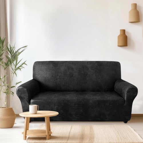 ANARACHON 1-Piece Leather-Look Loveseat Cover,Stretch Loveseat Slipcover