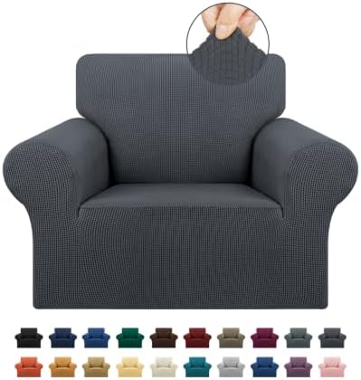 KEKUOU Stretch Chair Sofa Slipcover, Single Couch Cover,Charcoal