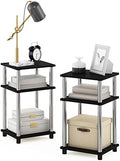 Furinno JUST Toolless 3-Tier Side Table Set of 2, Open Shelf, Americano