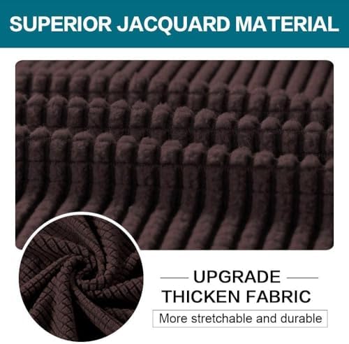Turquoize 4 Piece Sofa Covers for 3 Cushion Couch Sofa Slipcover Soft Couch Cover for Dogs Washable Furniture Cover with 3 Individual Large Cushion Covers Feature Fabric (Large Sofa, Brown)