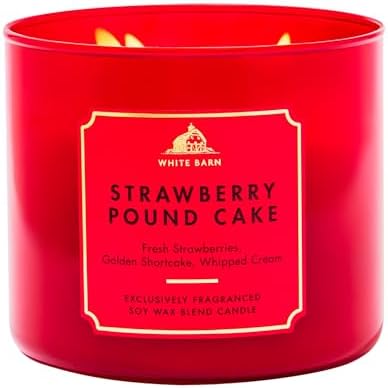 Bath & Body Works 3-Wick Candle, Strawberry Pound Cake, Soy Wax Blend