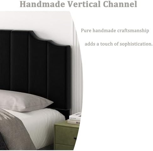 Befurtori King Size Headboard Only, Velvet Wall Mount Headboard, Black