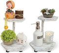 Tikea 2-Tier Wood Riser for Decor, Farmhouse Bathroom Decor Counter Shelf