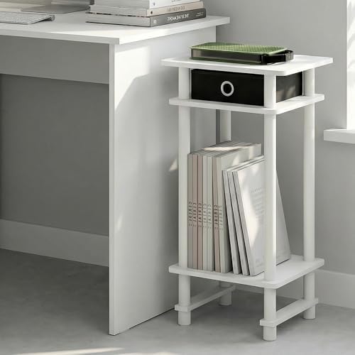 Furinno Turn-N-Tube 3-Tier Toolless Side Table, End Table, White