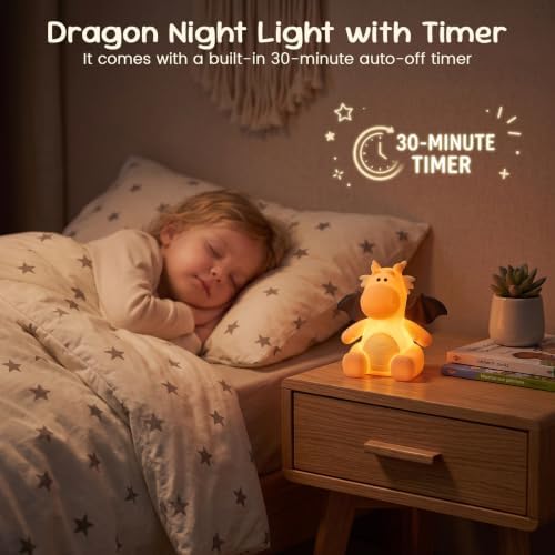 AVEKI Dragon Night Light, Silicone Touch Bedside Lamp (Dragon-Orange)