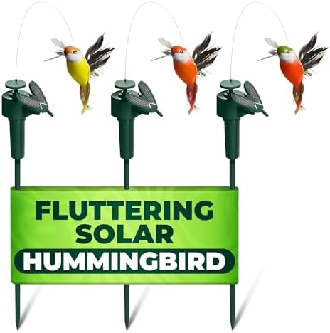 Solar Hummingbird Garden Stakes 3 Pcs, Fluttering Yard Decorations