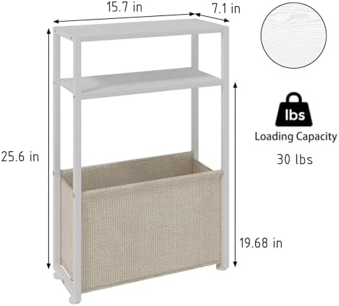 Leomonio Narrow Side Table, Slim Night Stand with Magazine Rack