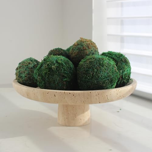 Nawgnail Natural Travertine Fruit Bowl for Kitchen Counter 10.2", Large Decorative Bowl Pedestal for Home Decor, Fruits Holder For Dining Table - Kitchen Organization