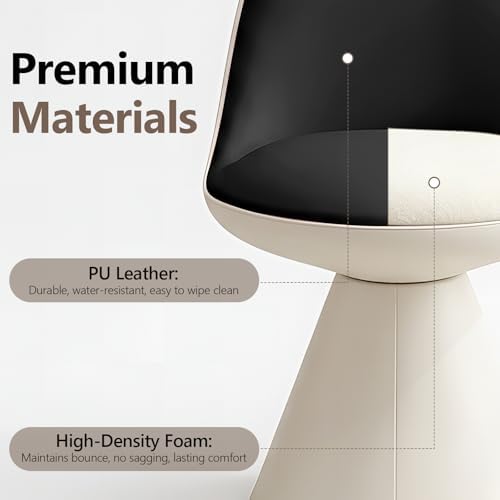 Modern Upholstered Vanity Stool Chair, Comfy PU Leather Ottoman Stool