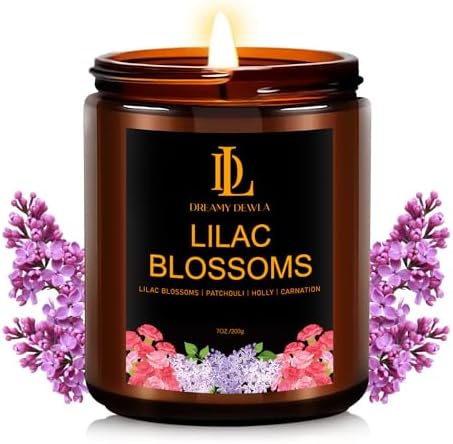 Lilac Blossom Scented Candles, Lilac Blossom Candle, Aromatherapy Candle Gifts for Women, Soy Candles for Home Scented, 7oz 50 Hours Burn, Home Décor