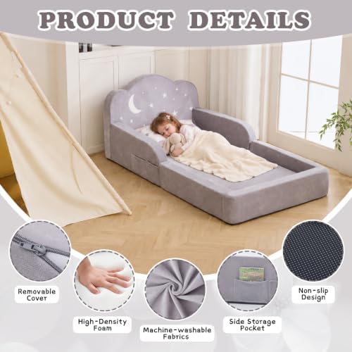 Toddler Floor Bed, Soft Foam Toddler Bed and Kids Bed, No Assembly Required