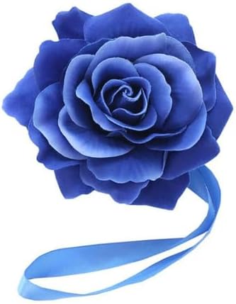 Magnetic Curtain Tiebacks, Rose Flower Tie Backs Rope for Curtains, Elegant 4 Pack Decorative Holdbacks Holders, Home Decor Thin or Sheer Window Drapries Bed Canopy (Blue)