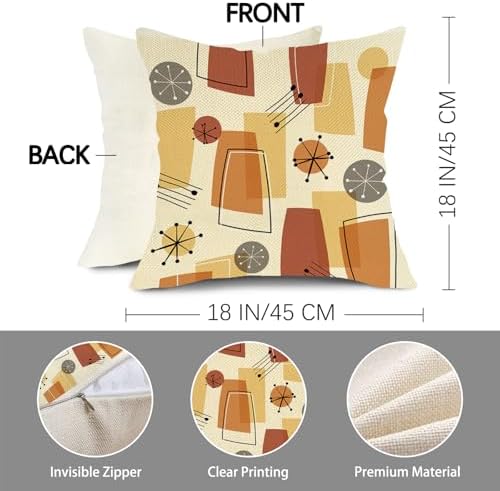 Abstract Geometric Decorative Throw Pillow Covers 18 x 18 Set of 2