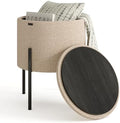 Round Ottoman with Storage, Boucle Storage Ottoman, Foot Stool, Makeup Vanity Stool, Small Foot Rest, Modern Ottomans for Living Room and Bedroom, Beige