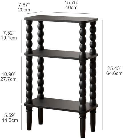 Veegle Narrow Side Table Small End Table for Small Spaces Black