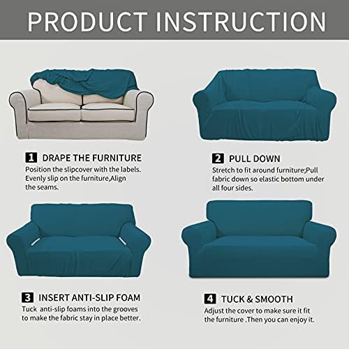 Easy-Going Stretch Oversized Loveseat Couch Covers Washable Peacock Blue