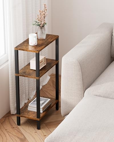 TUTOTAK Narrow Side Table, 3-Tier Small End Table for Couch