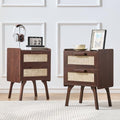 Lerliuo Rattan Nightstands Set of 2 for Bedroom, 2 Drawers