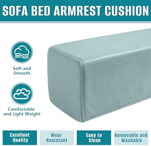 2 Pack Couch Arm Rest Pillow, 6''x6''x20'' Faux Leather Waterproof Cover, High Density Foam Armrest Cushion, Removable & Washable Elbow Support for Sofa, Bed, and Armchair (Blue)