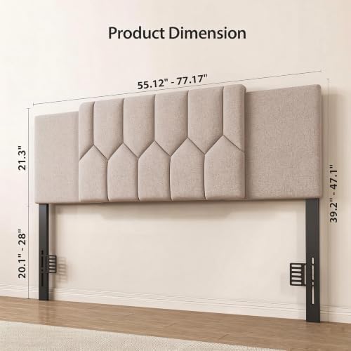 Upholstered Headboard Full/Queen/King Size，Adjustable Height & Width, Beige
