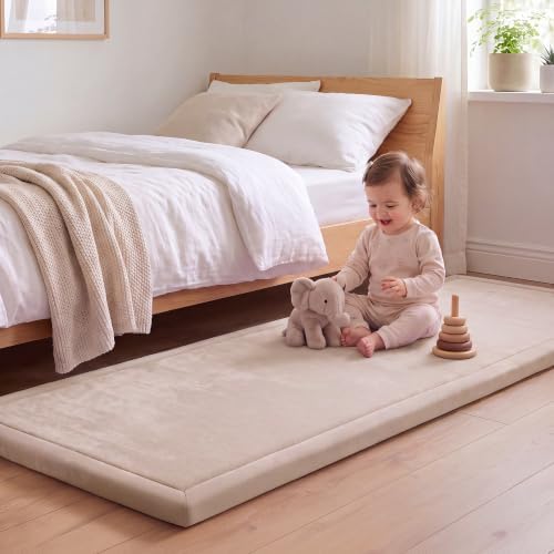 1.3" Thick Baby Play Mat for Floor,28x72 Bedside Rugs, Non-Slip, Beige