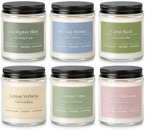 Scented Candles Gift Set,6 Pack Spring Summer Soy Wax Aromatherapy Candles