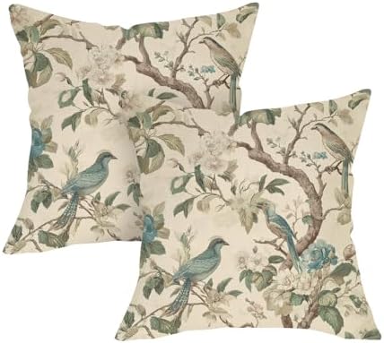 Chinoiserie Floral Birds Decorative Throw Pillow Covers