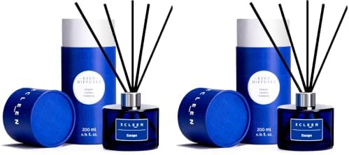 Xcleen Reed Diffuser, 6.7 Oz Escape Scented Diffuser with Sticks, Long Lasting Fragrance Air Freshener, Bathroom Shelf Decor (Pack of 2)