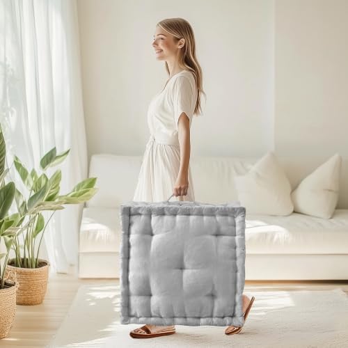 Intelligent Design Floor Pillow, Large Cushion for Meditation, 24x24 Grey