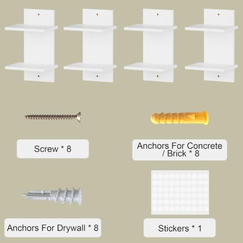Qupui 8 Tier Wall Shelf Unit, 63 Inch Floating Storage, 9.3 Inch Wide,White